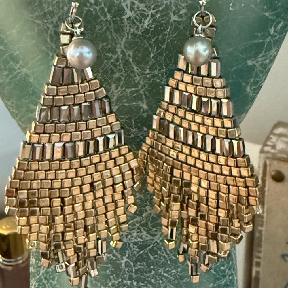 Gold and Silver Beaded Earrings